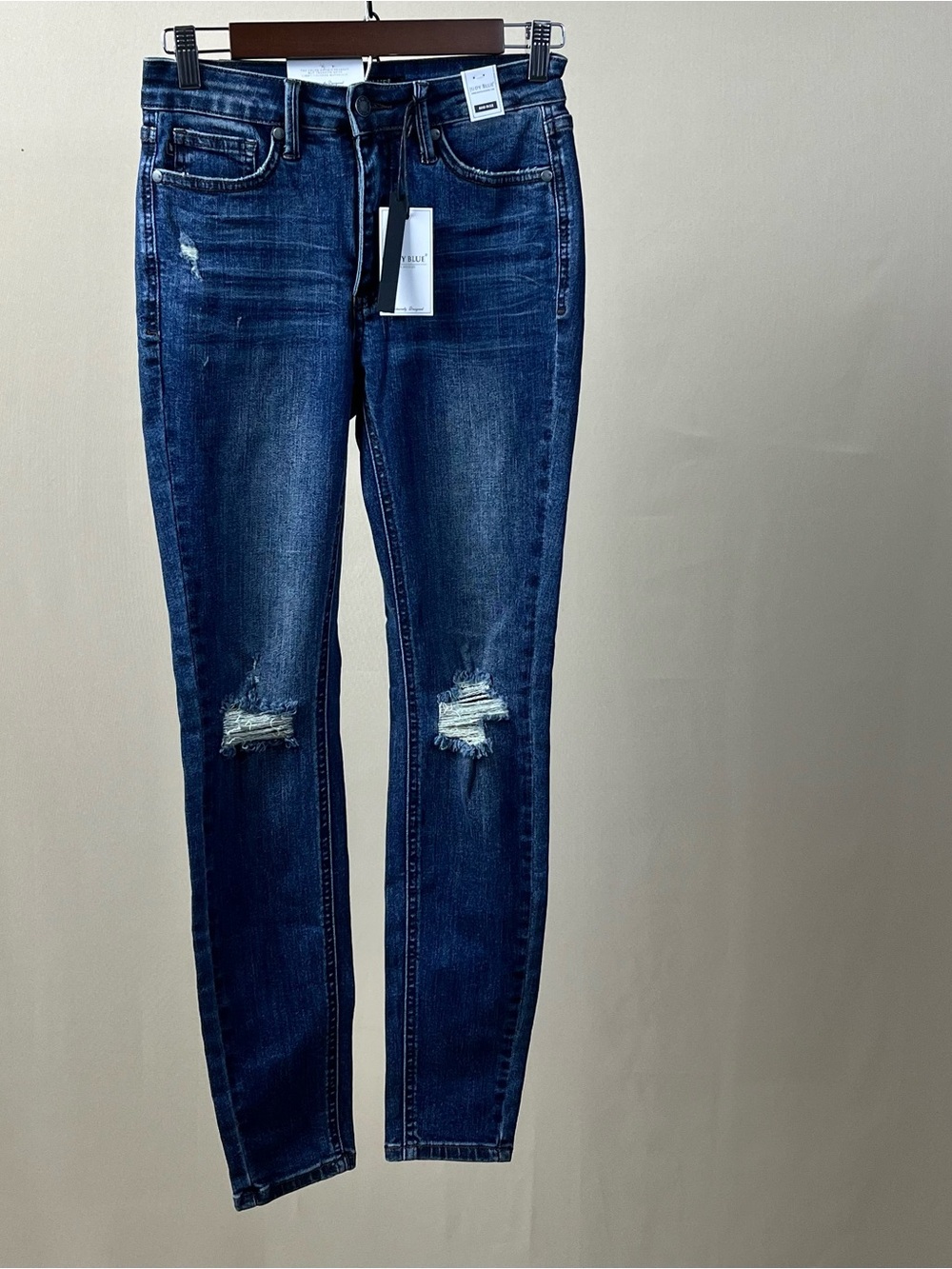 Women's Distressed Skinny Jeans - Dark Blue